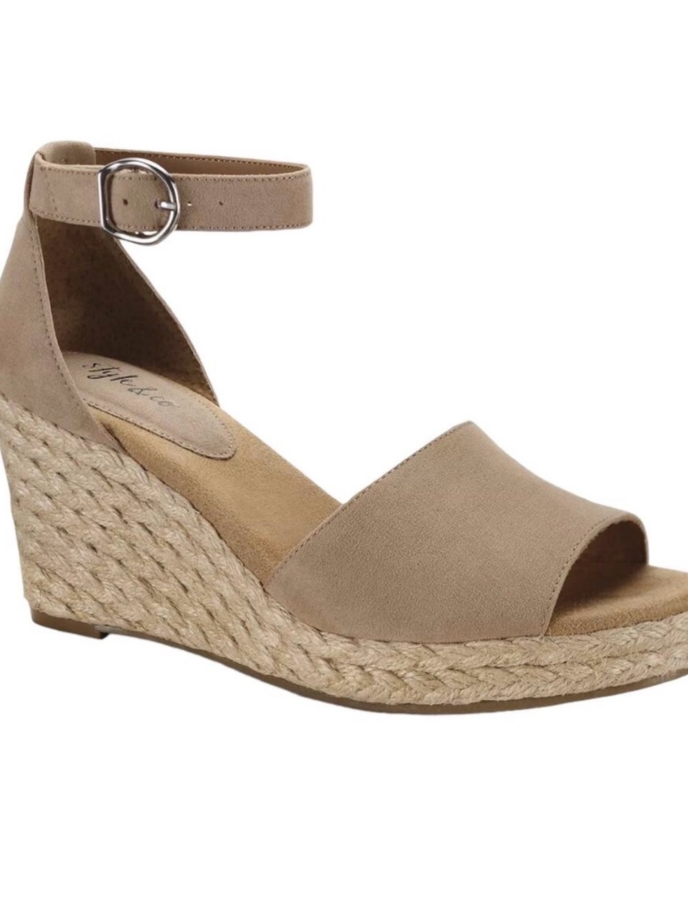 Style & Co. Taupe Ankle-Strap Espadrille Wedge